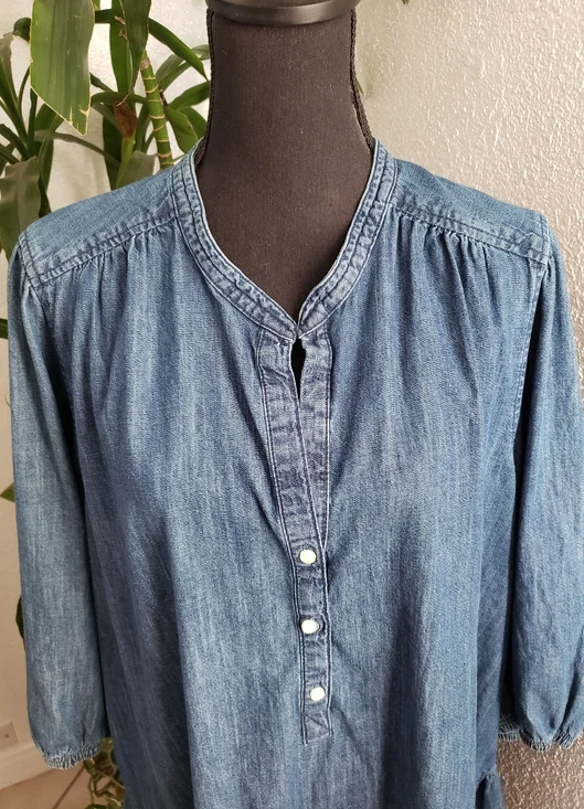 Free Assembly Relaxed Blue Denim-Style Long Sleeve Tunic Dress Size XXL - Picture 6 of 11